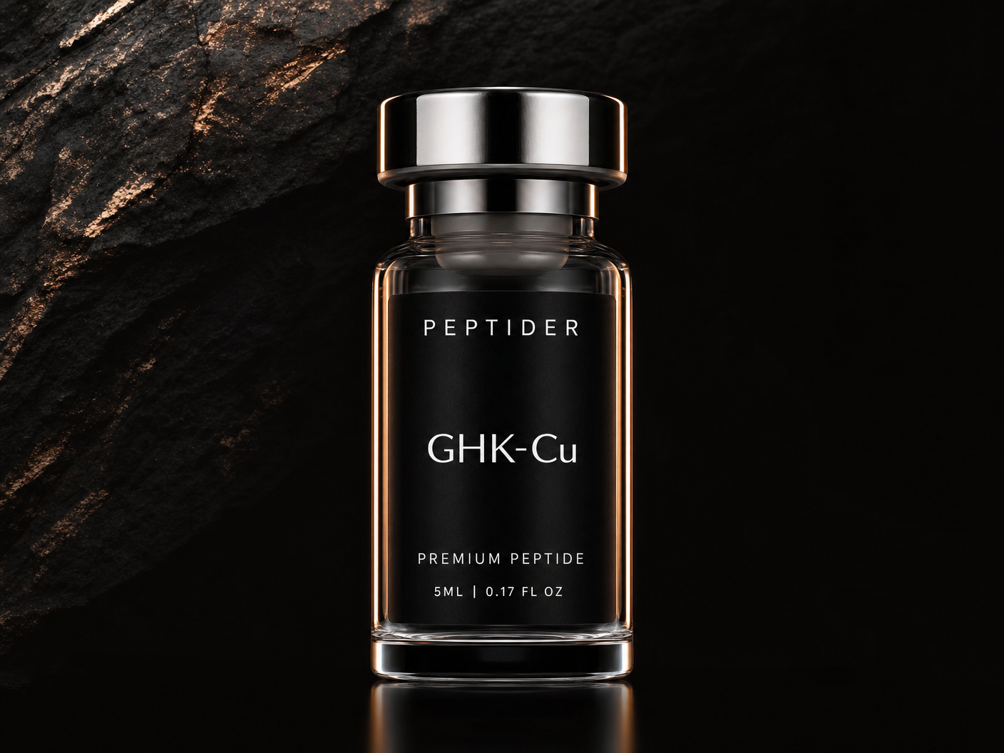 PEPTIDER GHK-Cu premium branded vial with peptide name label